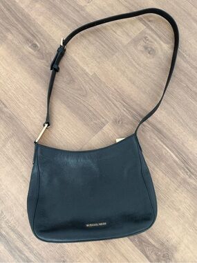 Michael Kors Black Pebbled Leather Shoulder Hobo with Gold Hardware